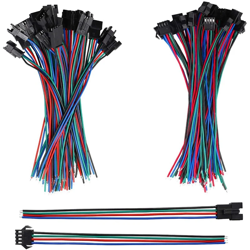 

20 пар, штекеры 22 AWG JST SM, 4 штырька, штекер-гнездо