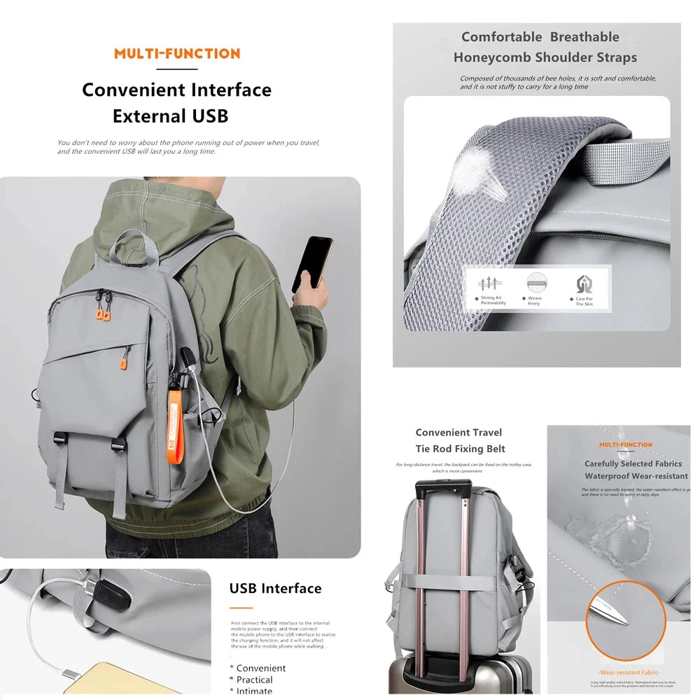 

Школьные ранцы YPP для 15-дюймовых ноутбуков, водонепроницаемый нейлоновый повседневный рюкзак на плечо для поездок, мужской рюкзак для подро...