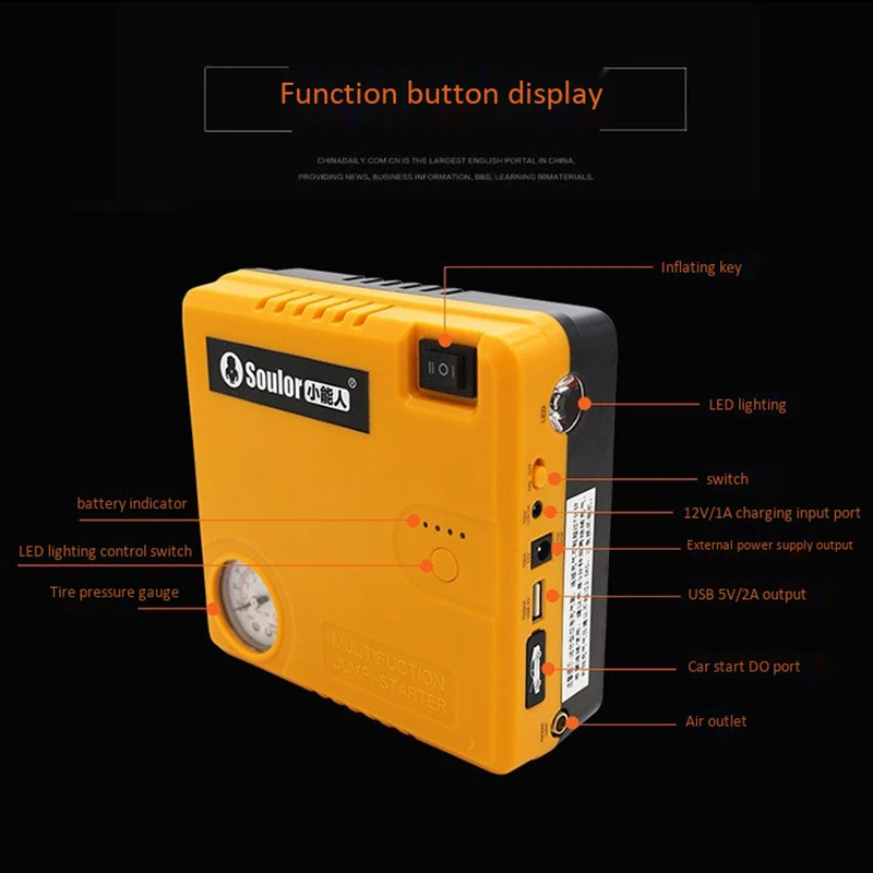 SOULOR DéMareur de Saut Voiture Портативный 12000MA 12V с аккумулятором и компрессией Dɺir avec Puissance