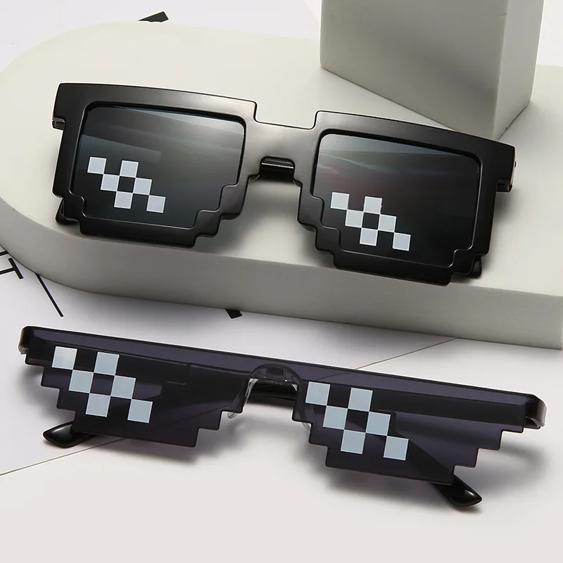 

Mosaic Sunglasses For Mens Womens Pixel Black Retro Gamer Robot Sunglasses Cool Party Vintage Shades Eyewear