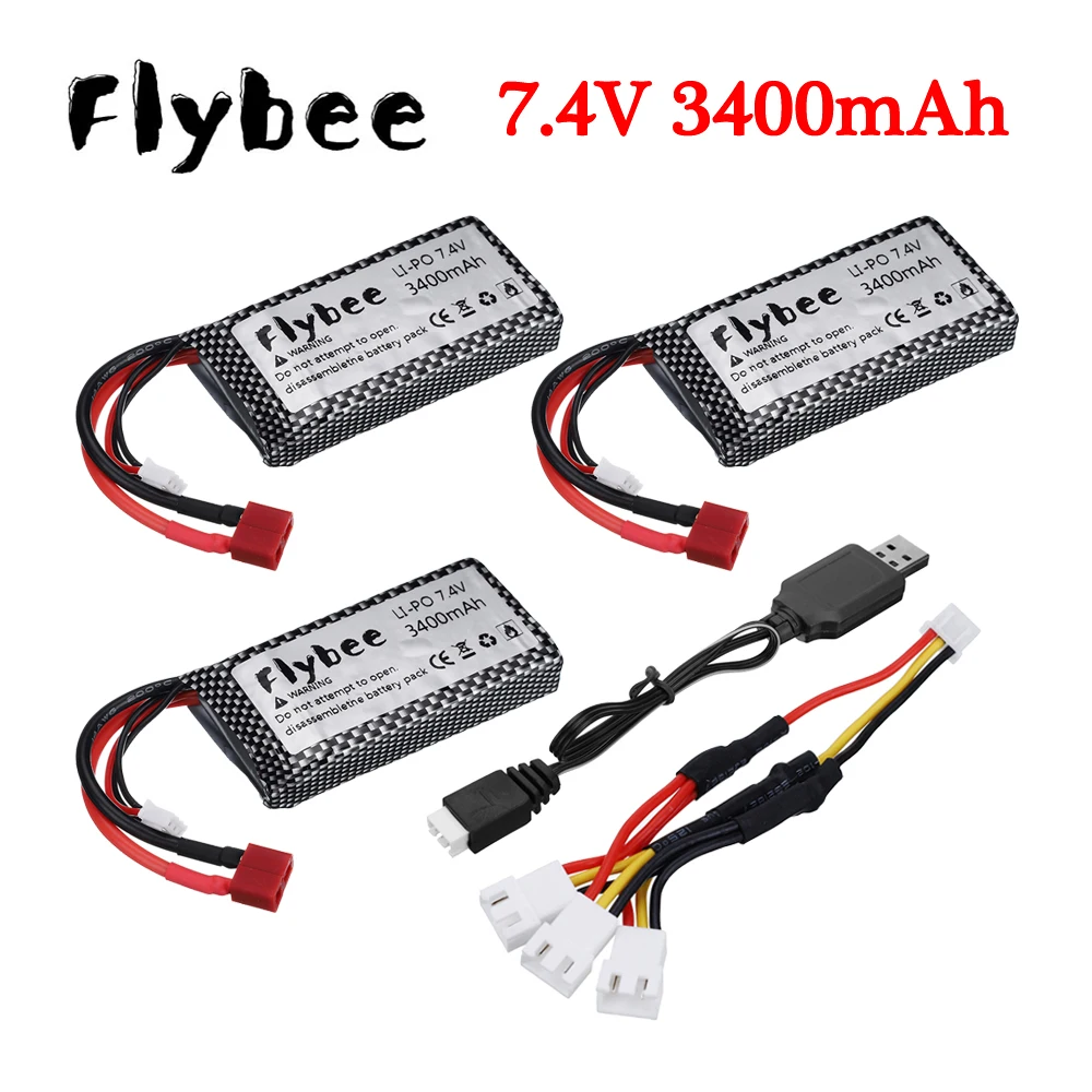 

7,4 V 3400mAh RC Lipo батарея 2S USB зарядное устройство для Wltoys 144001 12428 12423 RC автомобиль feiyue 03 Q39 FY07 Фотоэлементы автомобильный аккумулятор
