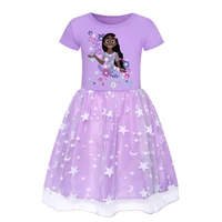 2022 new disney encanto princess dress girls kids fashion dress cotton toddler short sleeve kids clothes girls 3 to 12 years old