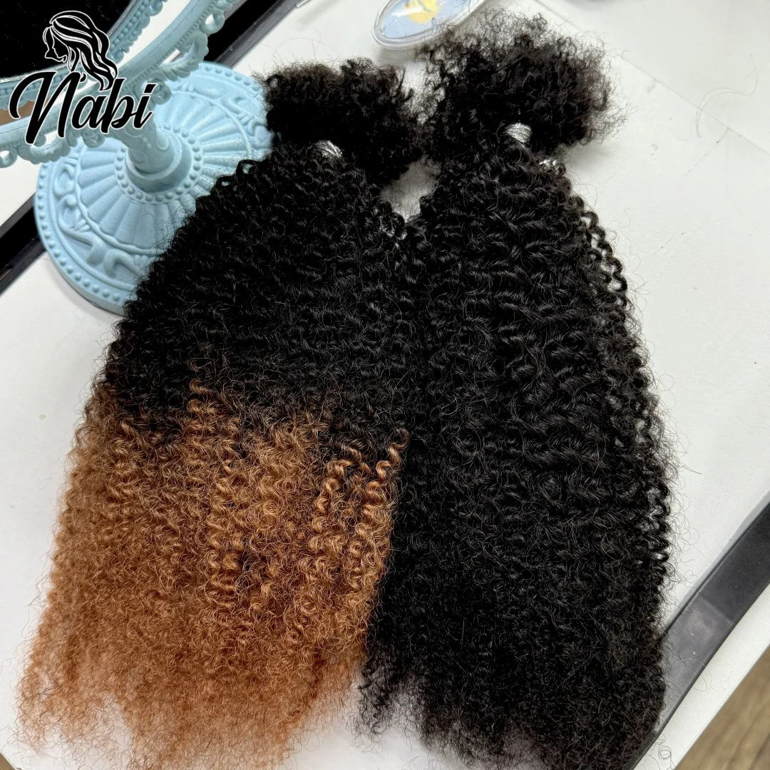 Фото Пучки человеческих волос для Locs Braids 4C Afro Kinky Curly Bulk Extension Braid 16Inch Raw Virgin Hair Необработанные объемные волосы без утка №4