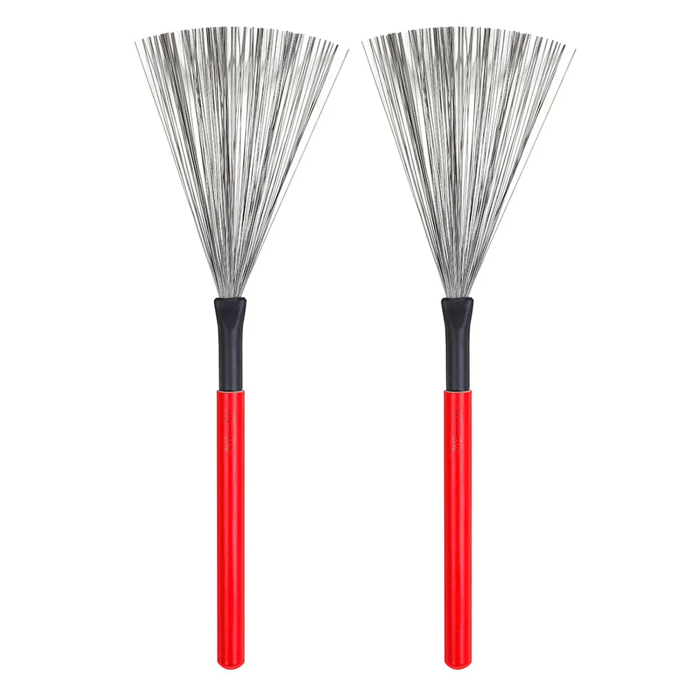 

2 Pcs Drum Brush Steel Wire Special Stainless Steel Wire Brush Wooden Handle Color Percussion For Drums
