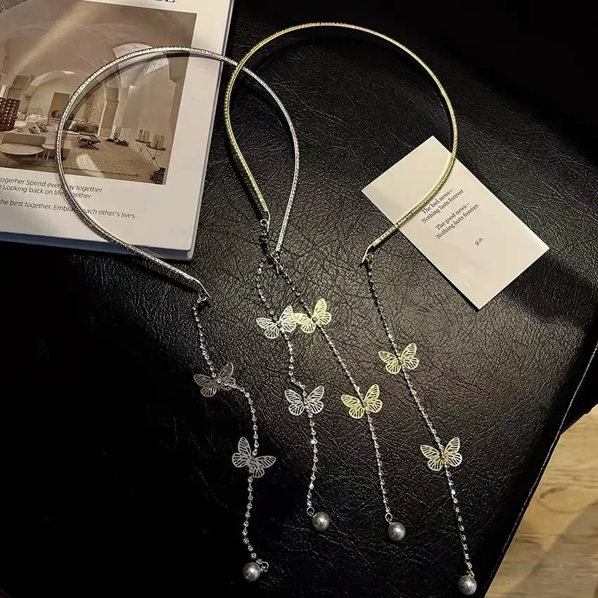 Корейские повязки для волос с бабочками девочек стразы кристаллы длинная