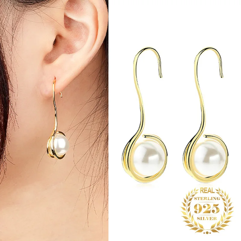 

Women's Trendy Jewelry Long Pearl Earrings Women Light Luxury Retro Elegant Ins Drop Earrings 925 Sterling Silver