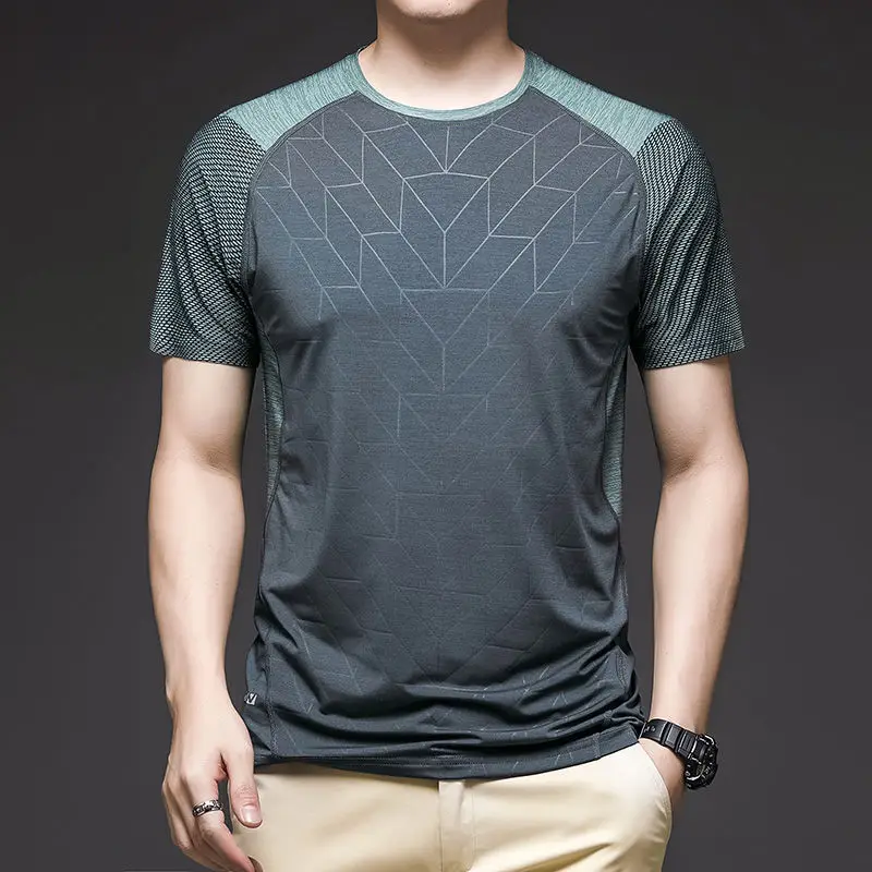 

Men 2022 Summer New Fashion Ice Silk T-shirt Men's Short Sleeve Casual T Shirt Male Thin Breathable Tops Tees A19