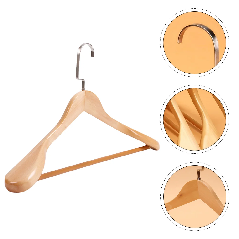 

Solid Wood Hanger Mens Dress Jacket Wide Shoulder Hangers Thicken No Slip Hanger Stainless Steel Blazer Hanger Man