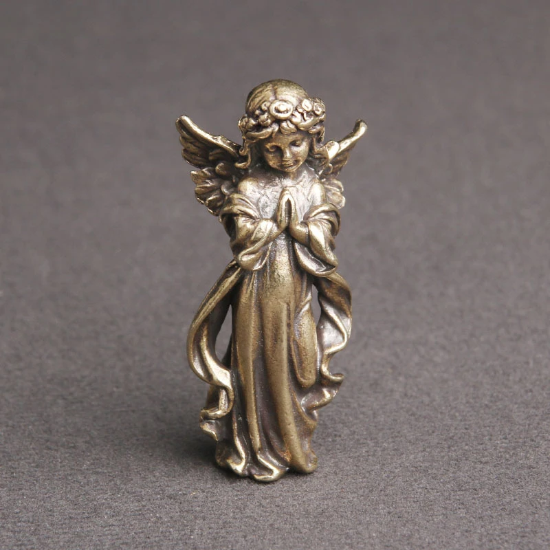 

Brass Angel Figurines Retro Copper God Of Love Cupid Statue Ornaments Desktop Decorations Home Decor Copper Sculpture Crafts