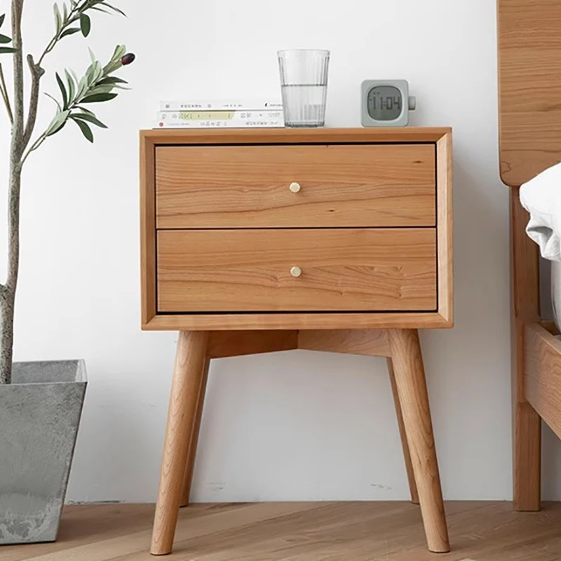 

Organizer Solid Wood Bedside Table Nordic Storage Luxury Low Drawers Nightstands Aesthetic Modern Mesa De Noche Home Furniture