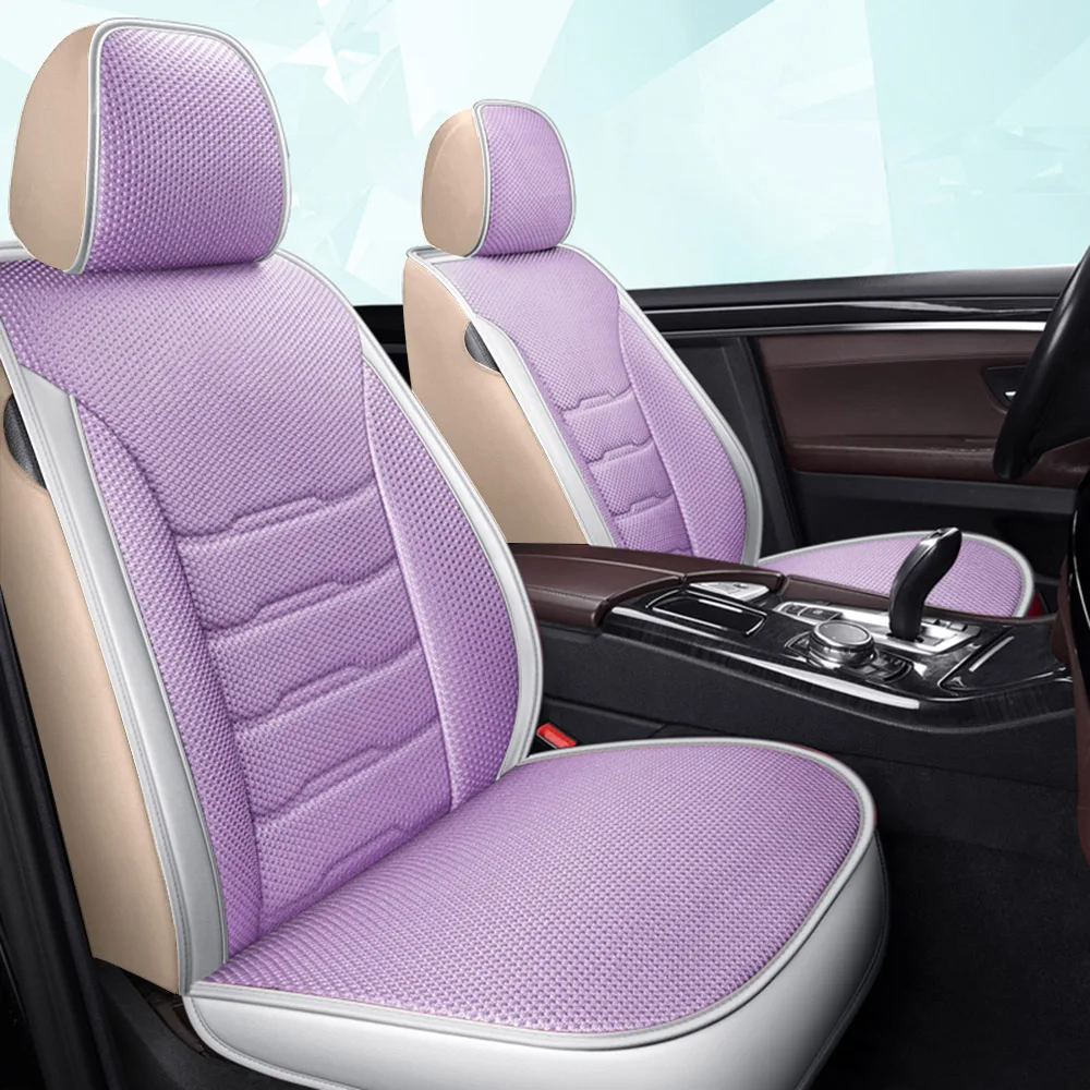 

5-Seat Faux Leather+Ice Silk SUV Car Seat Cover Set Automobile Interior Accessories for Dodge Charger Challenger Caliber Avenger