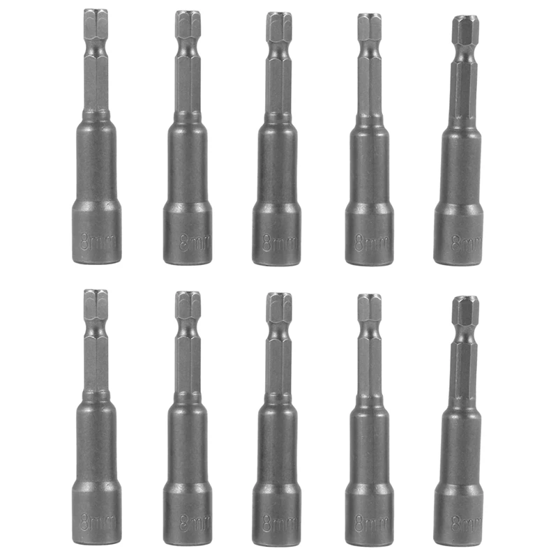 

8 Mm Magnetic Nut Driver Bit/Hex Socket 10Pcs