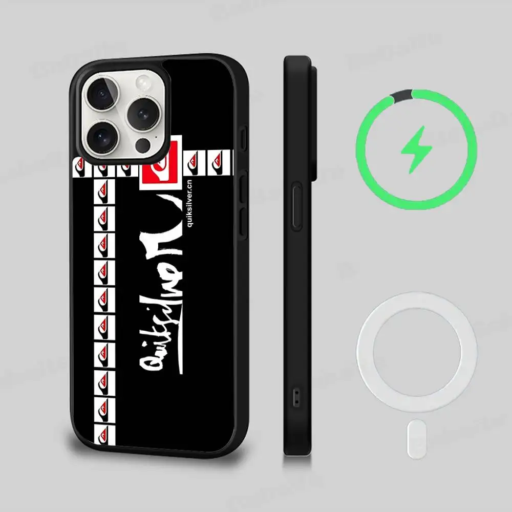Фото Магнитный чехол Q-QuiksilverS LOGO для iPhone 16 15 14 13 12 11 17 Pro Max Plus с поддержкой беспроводной зарядки №2
