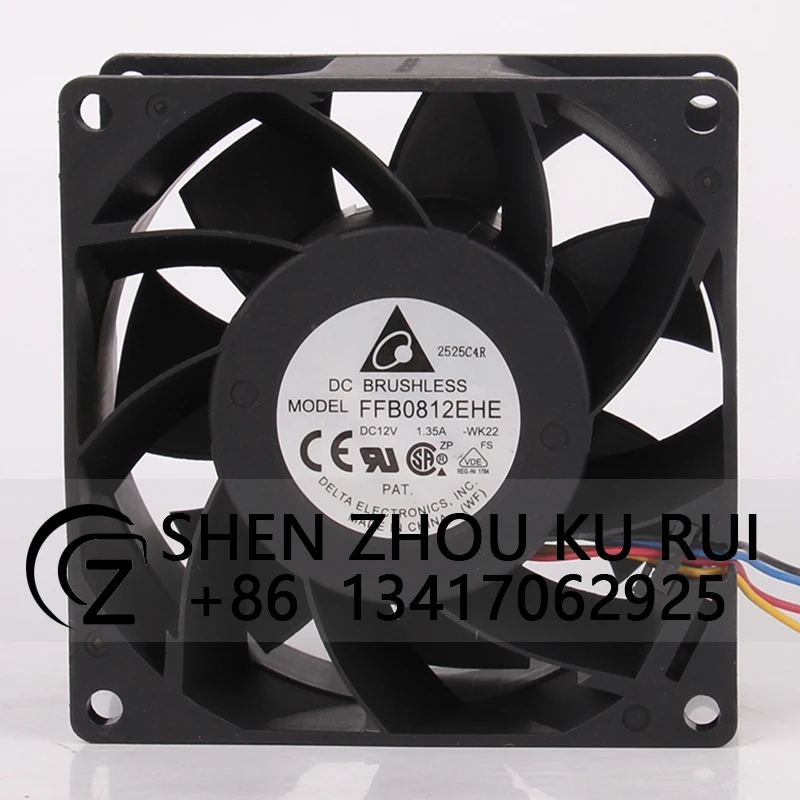 

FFB0812EHE Case Cooling Fan for Delta 24V48V DC12V 1.35A ECAC 80x80x38mm 8CM 8038 3-wire Violent Double Ball Bearing Centrifugal