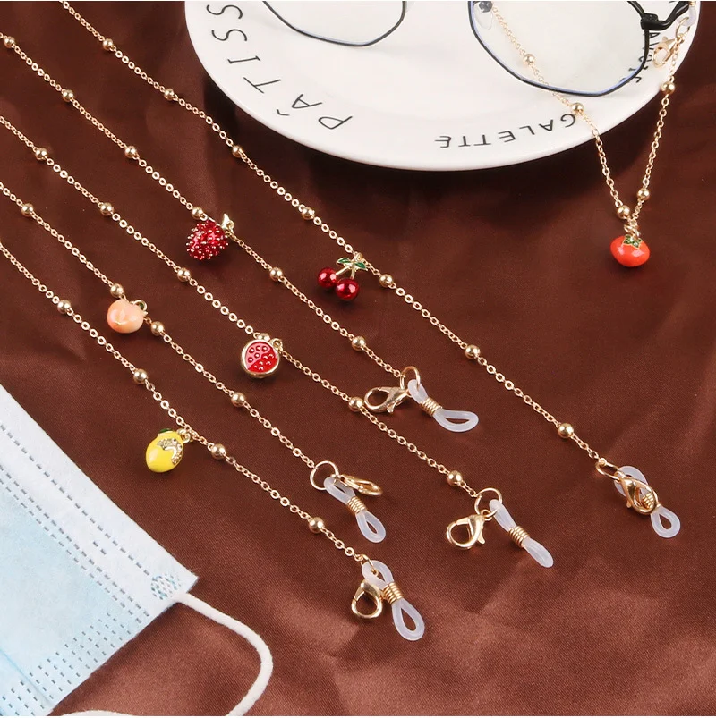 

Lovely Glasses Chains For Women Cute Fruit Sunglass Reading Glasses Lanyard Mask Strap Holder Hang On Neck Eyewear Jewelry Gift