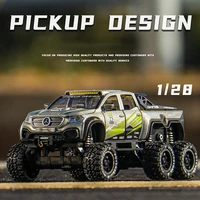 diecast 128 scale exy x class 6x6 benzs off road pickup truck car model alloy chidlren mini car toys sound light kids car gift