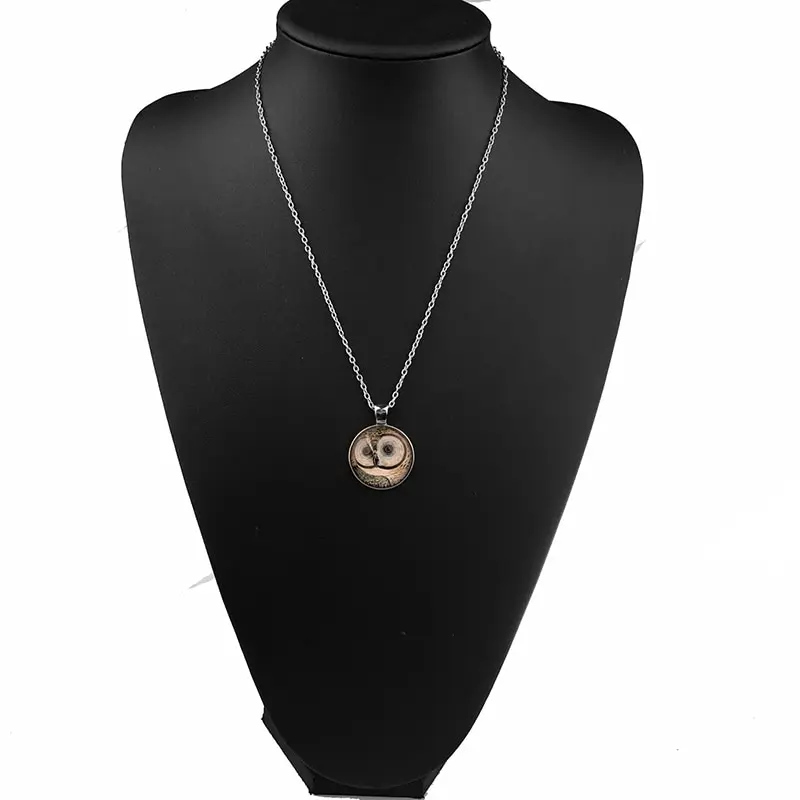 

Hot 1 PCS Tibetan Glass Pendant Cabochon Necklace Chain Jewelry For Women Vintage Cute Long Statement Necklace