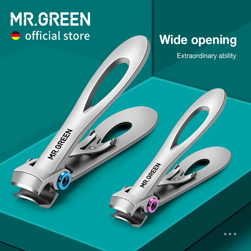   MR.GREEN-손톱깎이, 스테인레스 스틸, 두 가지 크기 사용 가능, 매니큐어, 손톱 커터, 두꺼운 딱딱한 발톱 가위 도구 