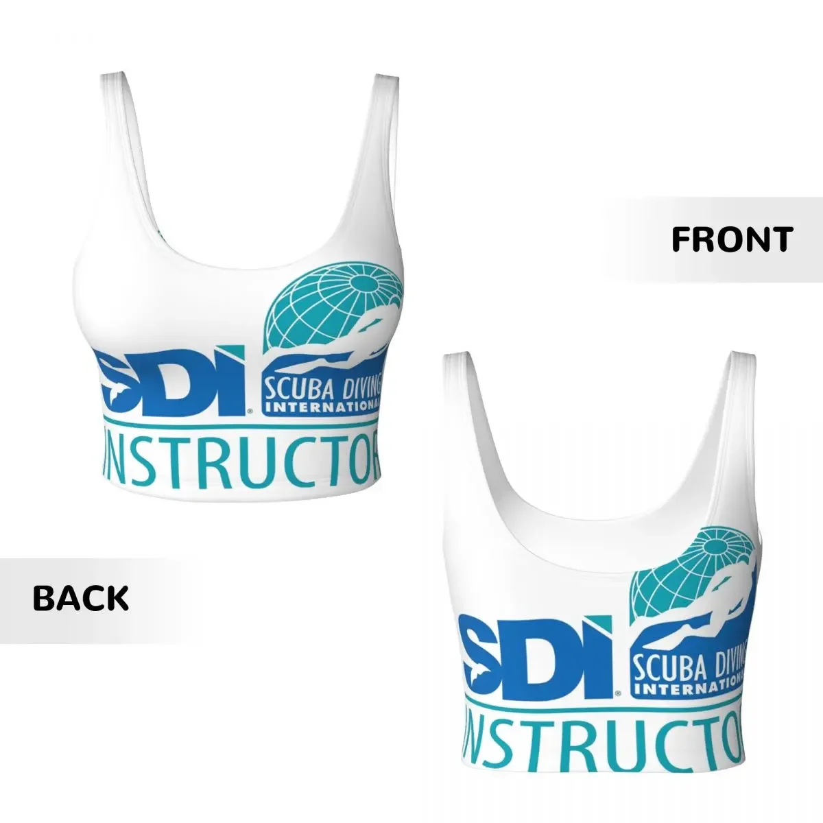 Фото Спортивный бюстгальтер Custom Scuba Diving International (SDI) для женщин, поддерживающий, для фитнеса, йоги, тренировок в зале, укороченный топ-майка №4