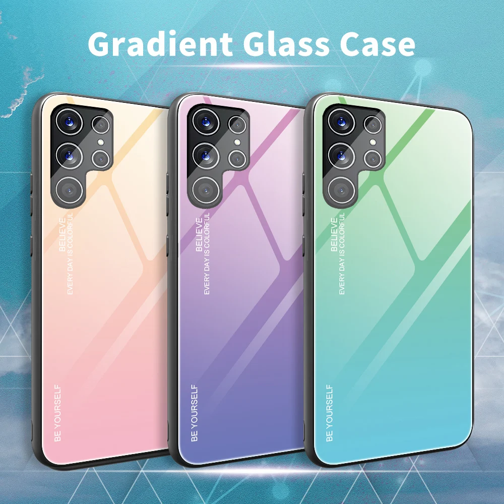 

For Samsung Galaxy S22 Ultra luxury Gradient phone Case For Samsung Galaxy S22 Plus Tempered Glass cover For Samsung S22 funda