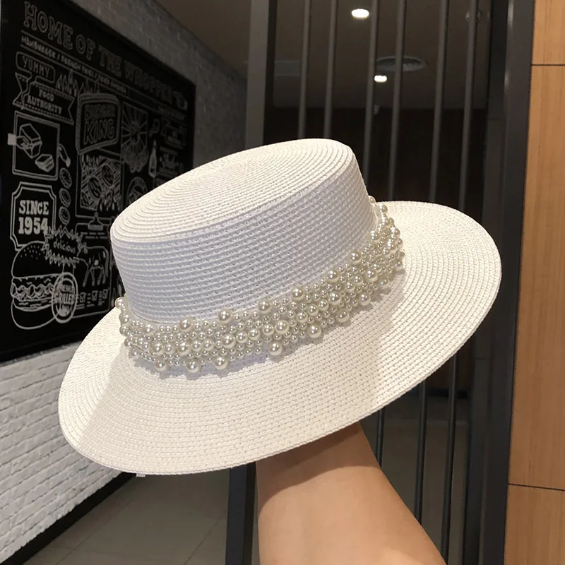 

Шляпа женская Соломенная с плоскими полями, Панама, Пляжная шапка в стиле кэжуал, летняя