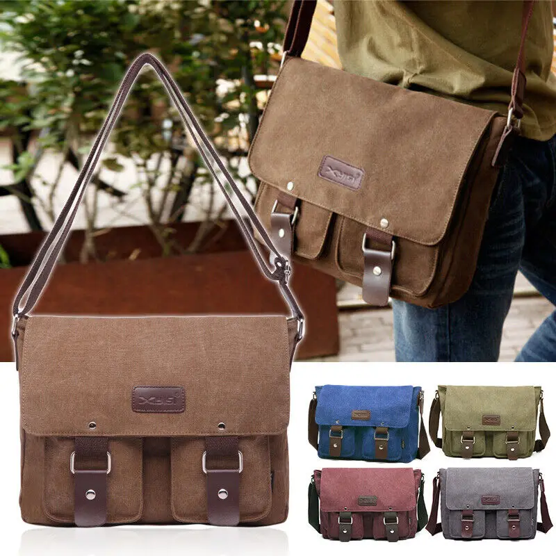 

Japanese Mens Soft Vintage Canvas School Shoulder Messenger Bag Satchel Crossbody Travel Tote Bag 6 Colors
