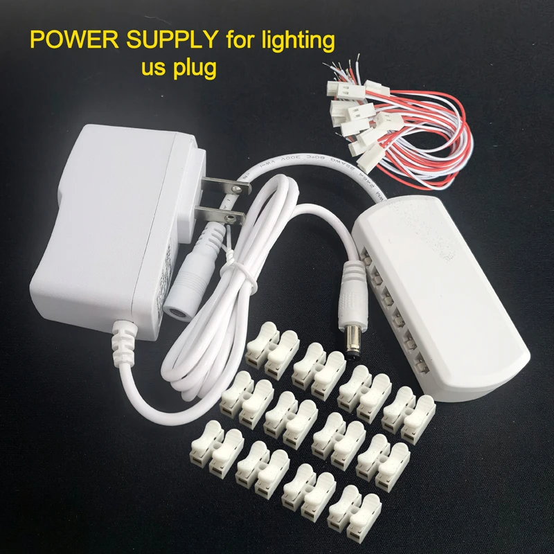 Специальный адаптер переменного/постоянного тока 3 В/12 В, источник питания с 12 портами, вилка стандарта США, выходная мощность для модели лампы/залезничной дороги/дорожки/тренажера
