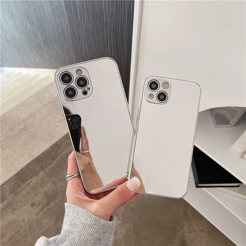 Electroplated Mirror Phone Case For Iphone 14 11 12 13 Pro Max Full Cover Solid Color For Iphone X Xs Xr 7 8 Plus Anti-Drop Case