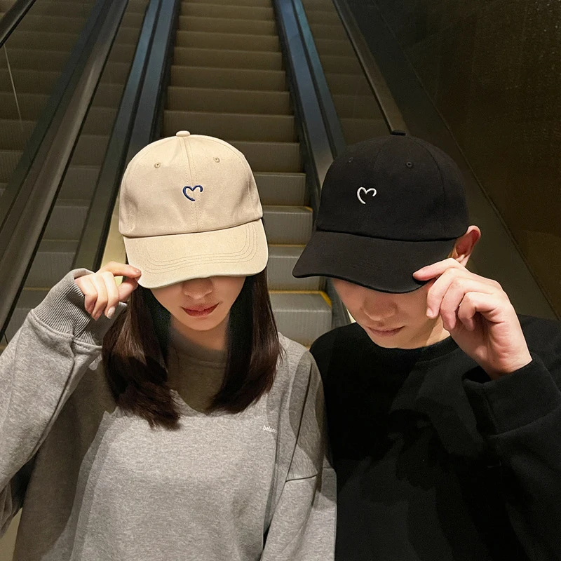 

Summer Cotton Love Heart Embroidery Baseball Cap For Women Men Casual Simple Cotton Unisex Snapback Sun Hat Hip Hop Streetwear