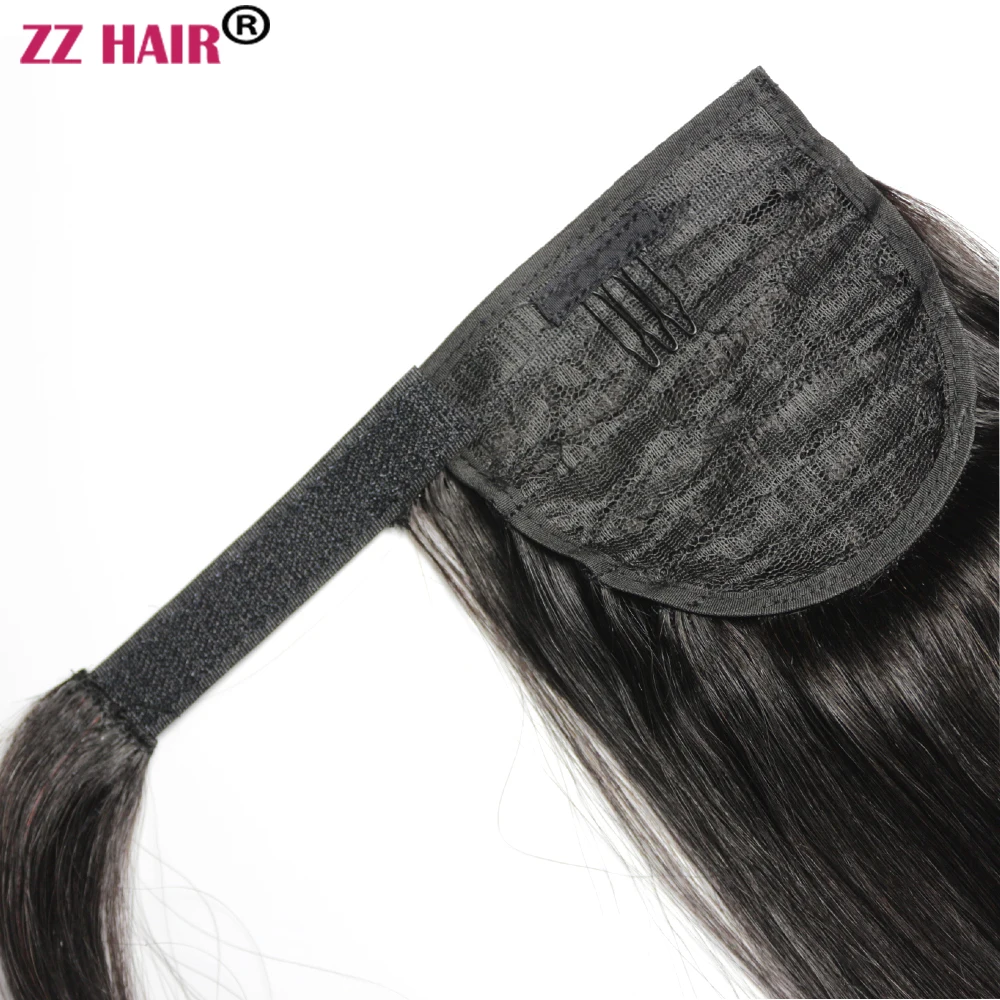 Zzhair Бразильские Человеческие Волосы Хвост 16-24 Дюймов Прямая Текстура На Клипсе