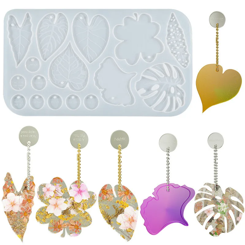 

DIY Resin Epoxy Mold Leaves Jewelry Pendant Necklace Earrings Mom Thanksgiving Keychain Silicone Mould Casting Mold