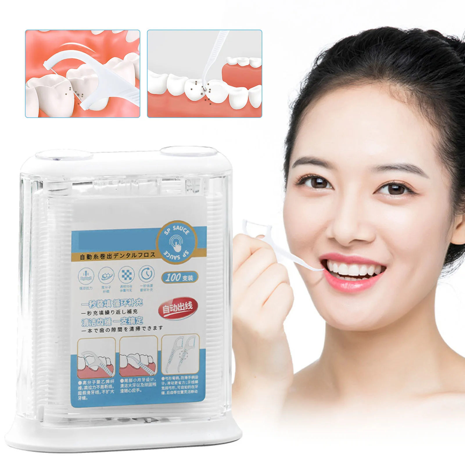 

Автоматическая коробка для зубной нити с двойной кнопкой, портативный держатель для зубных палочек, многоразовый раздатчик зубной нити, B88