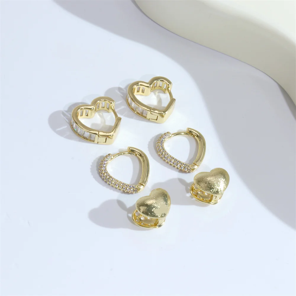 

Exquisite Heart Shape Zircon Hoop Earrings For Women Gold Color Hollow Out Design Earrings Girl Wedding Temperament Jewelry Gift