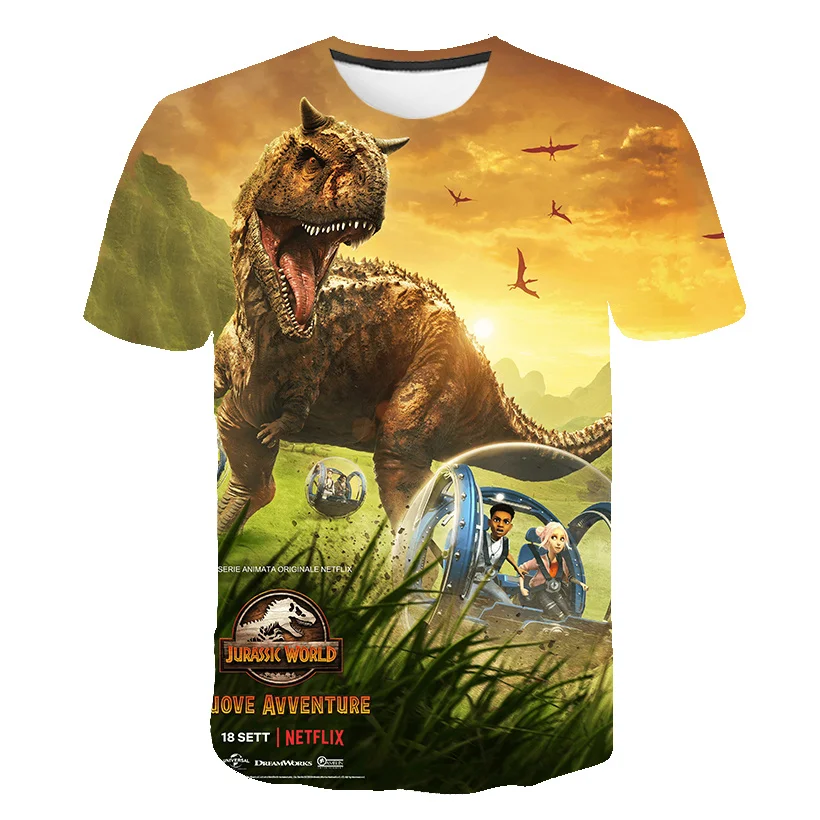 

Jurassic World Dominion T Shirt Child Dinosaur Printed 3D Print T-Shirt Casual Tops Jurassic World Tee Children Boy Girl Clothes