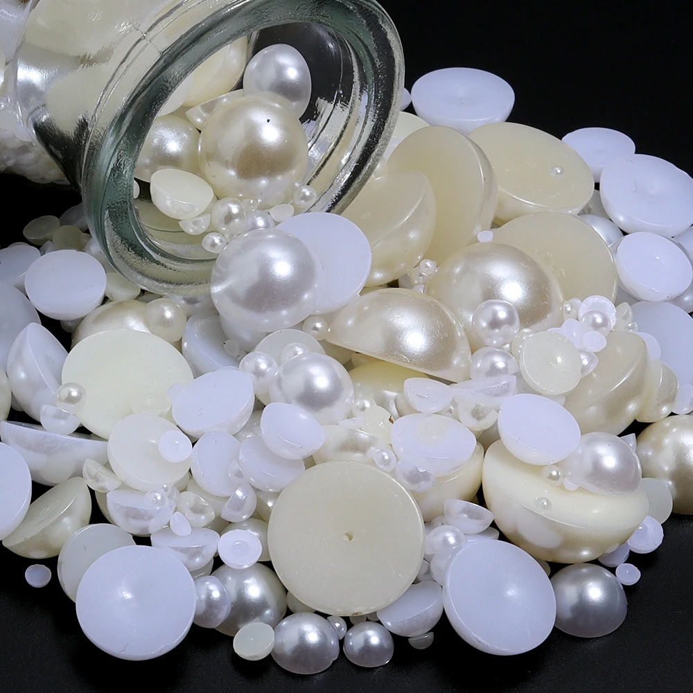 Пластиковые бусины с искусственным жемчугом 2-25 мм