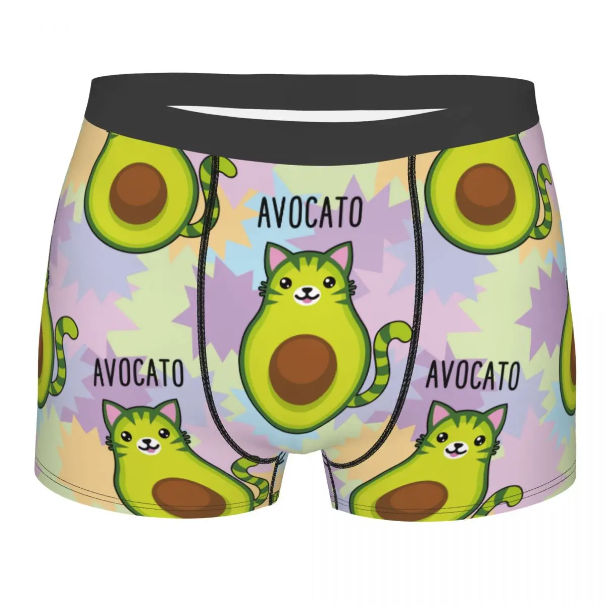 

Funny Boxer Cute Cartoon Avocado Cat Shorts Panties Briefs Men's Underwear Avocados Mid Waist Underpants for Homme Plus Size