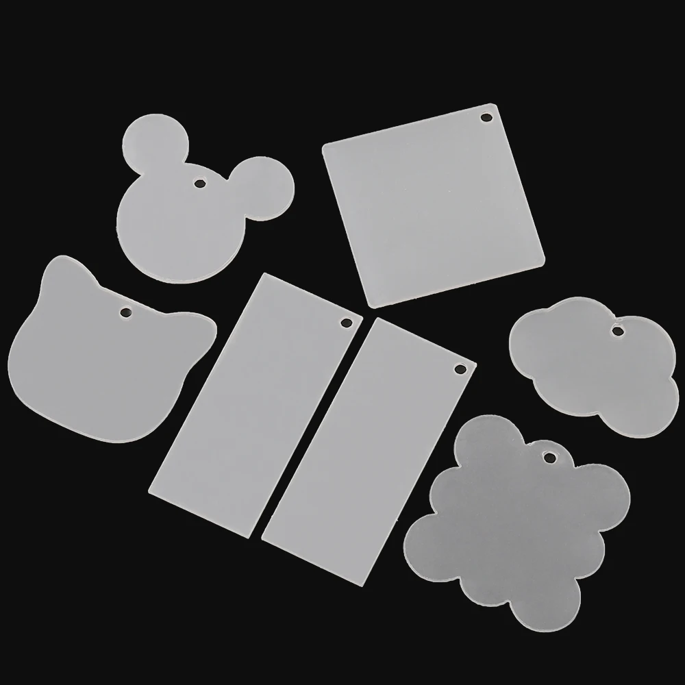 20Pcs/Lot Transparent Acrylic Blanks Geometry Rounds Heart Discs for Diy Keychain Pendant Jewelry Making Handmade Keychain Tags