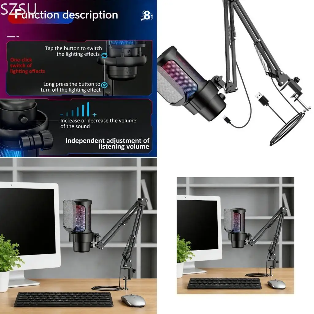 Фото SZSU Комплект кронштейнов USB-штанги с улучшенным шумоподавлением для потоковой передачи подкастов №1