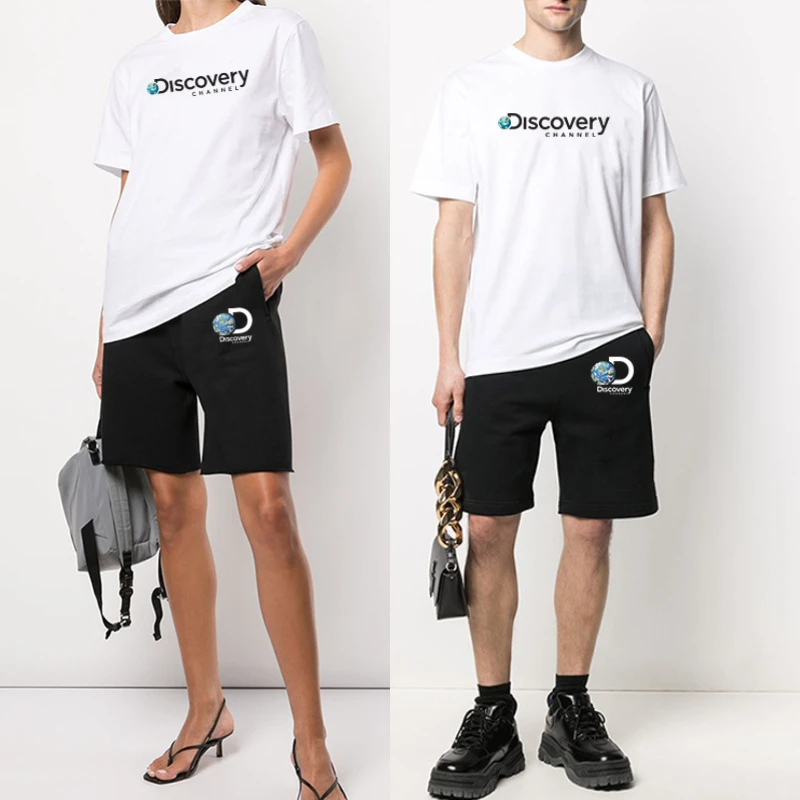 

Футболка Мужская/Женская хлопковая с коротким рукавом, однотонная уличная одежда для пар, короткие брюки, большие размеры, на лето