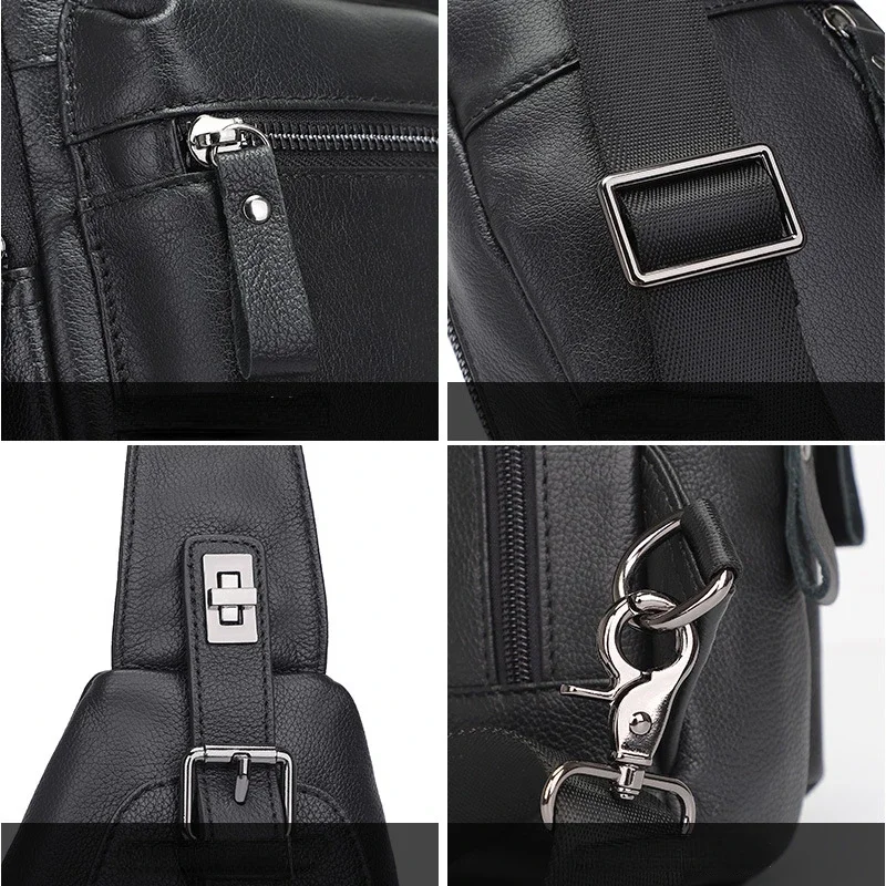 Летние новые поступления мужская нагрудная сумка из натуральной кожи мягкая