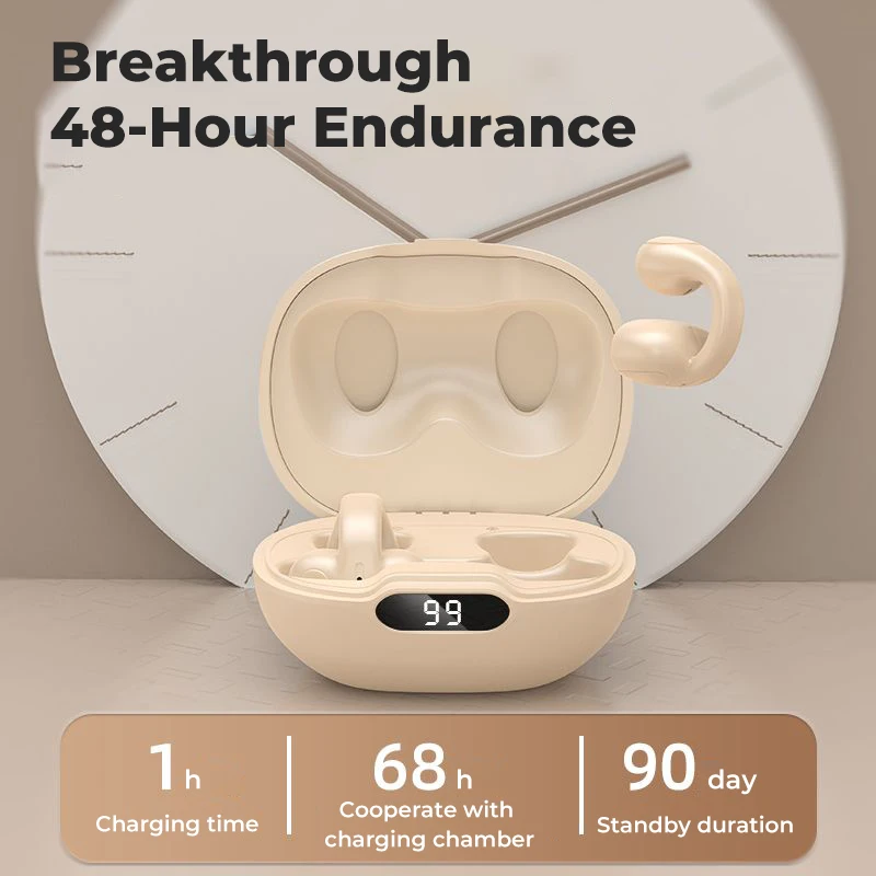 HD Call Bluetooth Earphone 5.3 TWS Sports Wireless Headphone Ear Clip Noise Reduction HiFi Stereo Gaming Headset IPX5 Waterproof - купить по