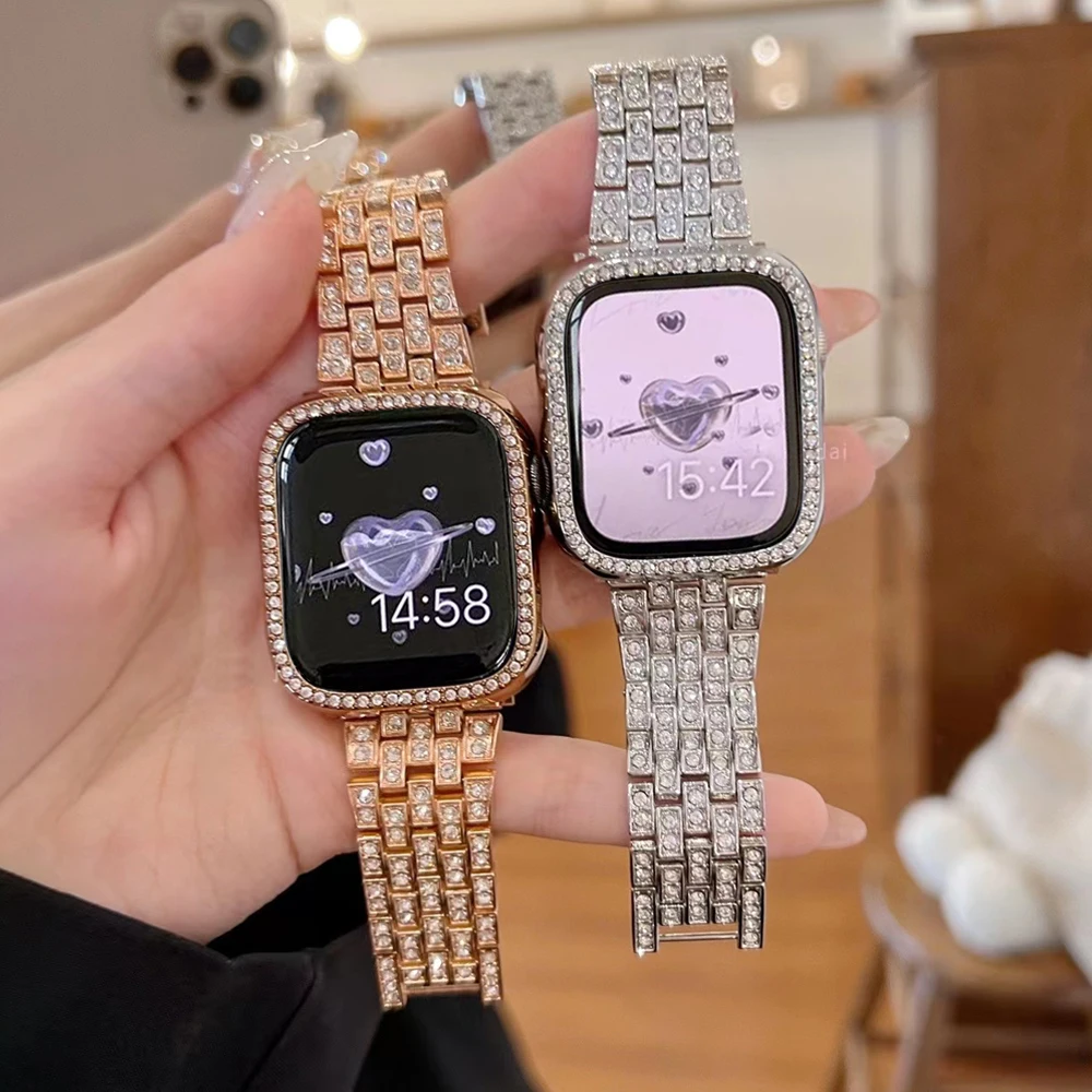 

Diamond Women Bracelet For Apple Watch Series 8 7 6 5 4 3 2 se 40 38 41mm Stainless Steel Band For iWatch Ultra 49mm 45 44 42MM