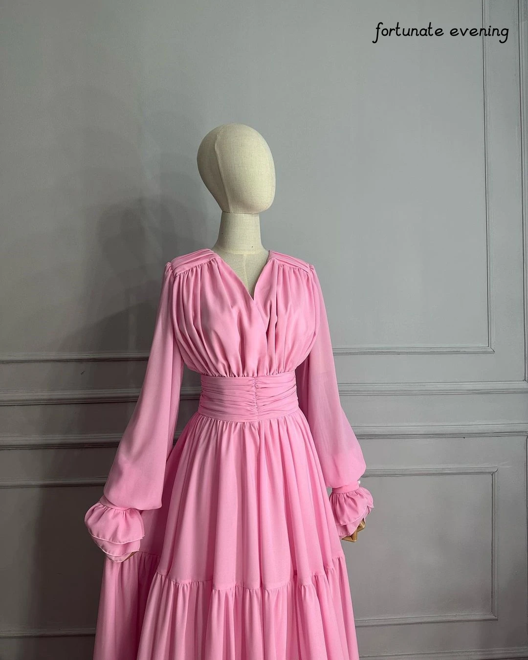 

Fortunate Evening Elegant Vintage Sweet Ruffle V-Neck Princess A-Line Formal Occasion Prom Dress Evening Party Gowns