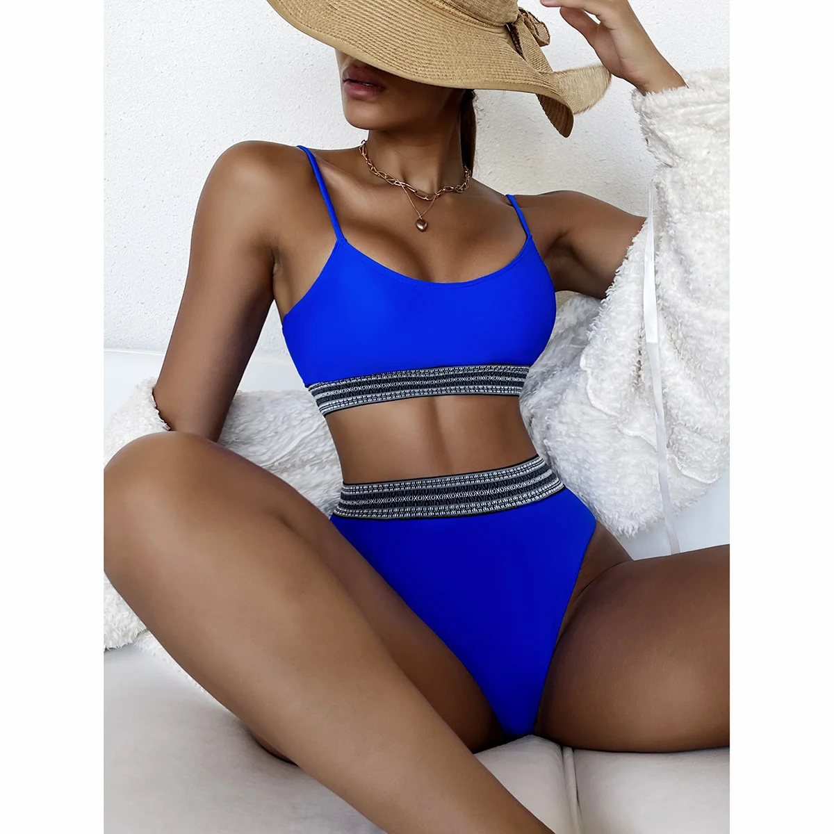 

Бикини с завышенной талией, сексуальный женский купальник, женский купальник в стиле пэчворк, Бандажное Бразильское бикини, комплект бикин...