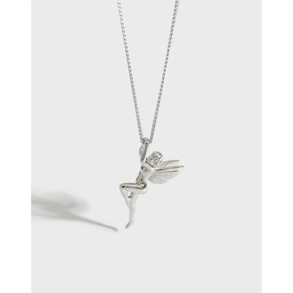 

AP1799 Korean Edition S925 Sterling Silver Necklace Guardian Angel Necklace Niche Personality Couple Chain Ornament