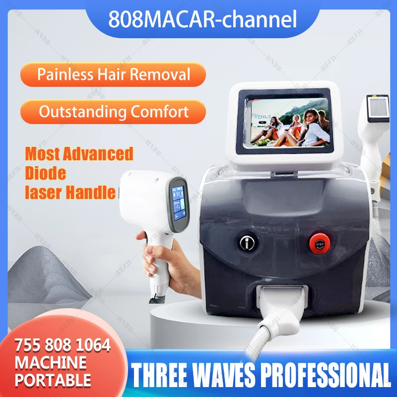 

2023 горячая Распродажа ICE Тройная длина волны 808 нм 808 нм диодный лазер удаление волос и омоложение кожи