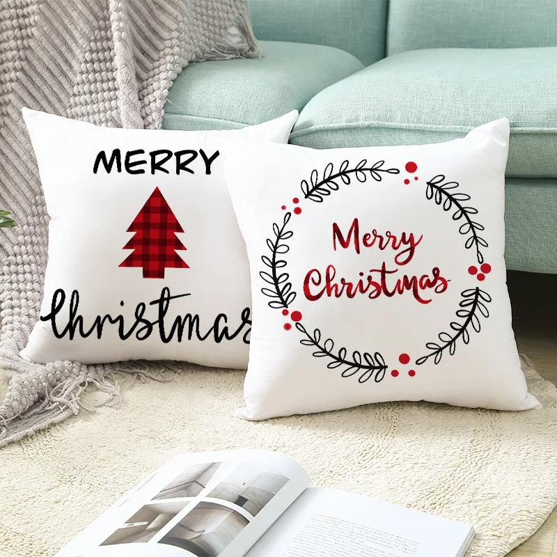 

2pcs 45cm Merry Christmas Cushion Cover Pillowcase 2022 Christmas Decorations for Home Xmas Noel Ornament Christmas Decorations