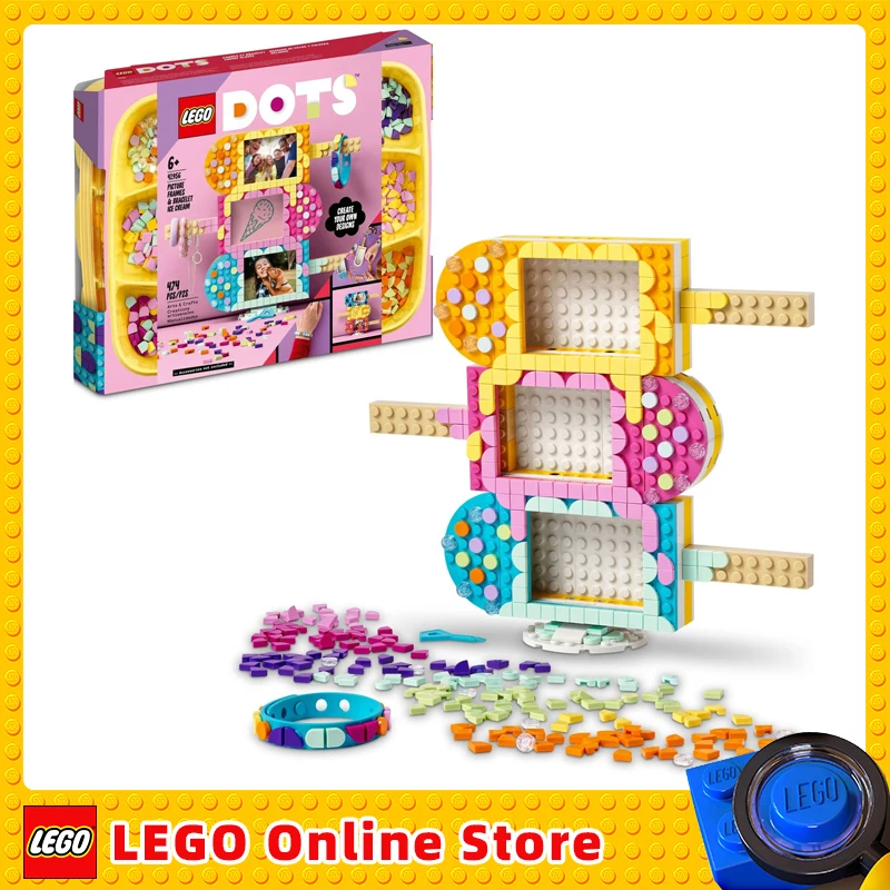 

LEGO DOTS Ice Cream Picture Frames & Bracelet 41956 Craft Building Toy Set Holder Kit for Photos or Jewelry (474 Pieces)