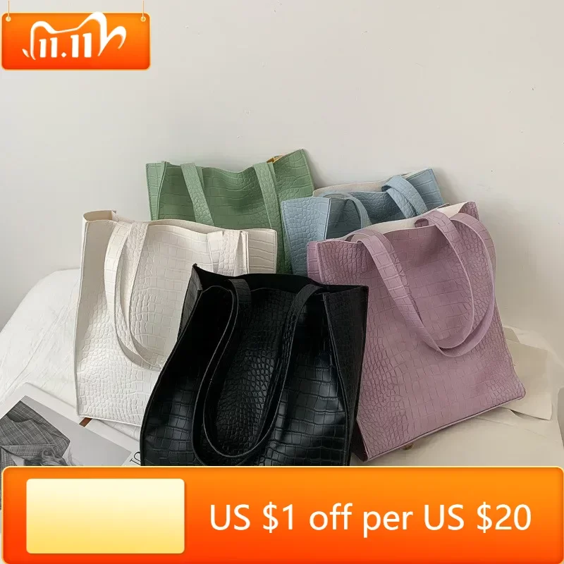 

Fashion Women Bags Purses Casual Totes Bag New Alligator Leather Shoulder Handbags Wild Lady's Bag Large Capacity Shopper Totes