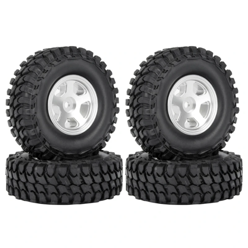 

4Pcs 58Mm 1.0 Beadlock Wheel Rim Rubber Tire Tyre For 1/18 1/24 RC Crawler Car Traxxas TRX4M Axial SCX24 AX24 FCX24
